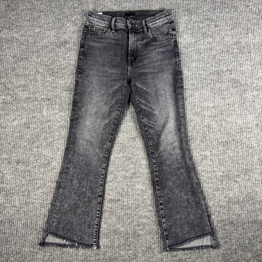 MOTHER The Insider Crop Step Fray Jeans Womens 24 Black Denim Indie Sleaze Urban